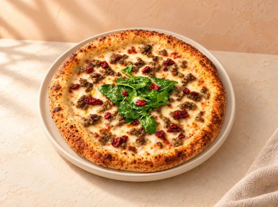 Kavurmalı Köz Patlıcanlı Pizza